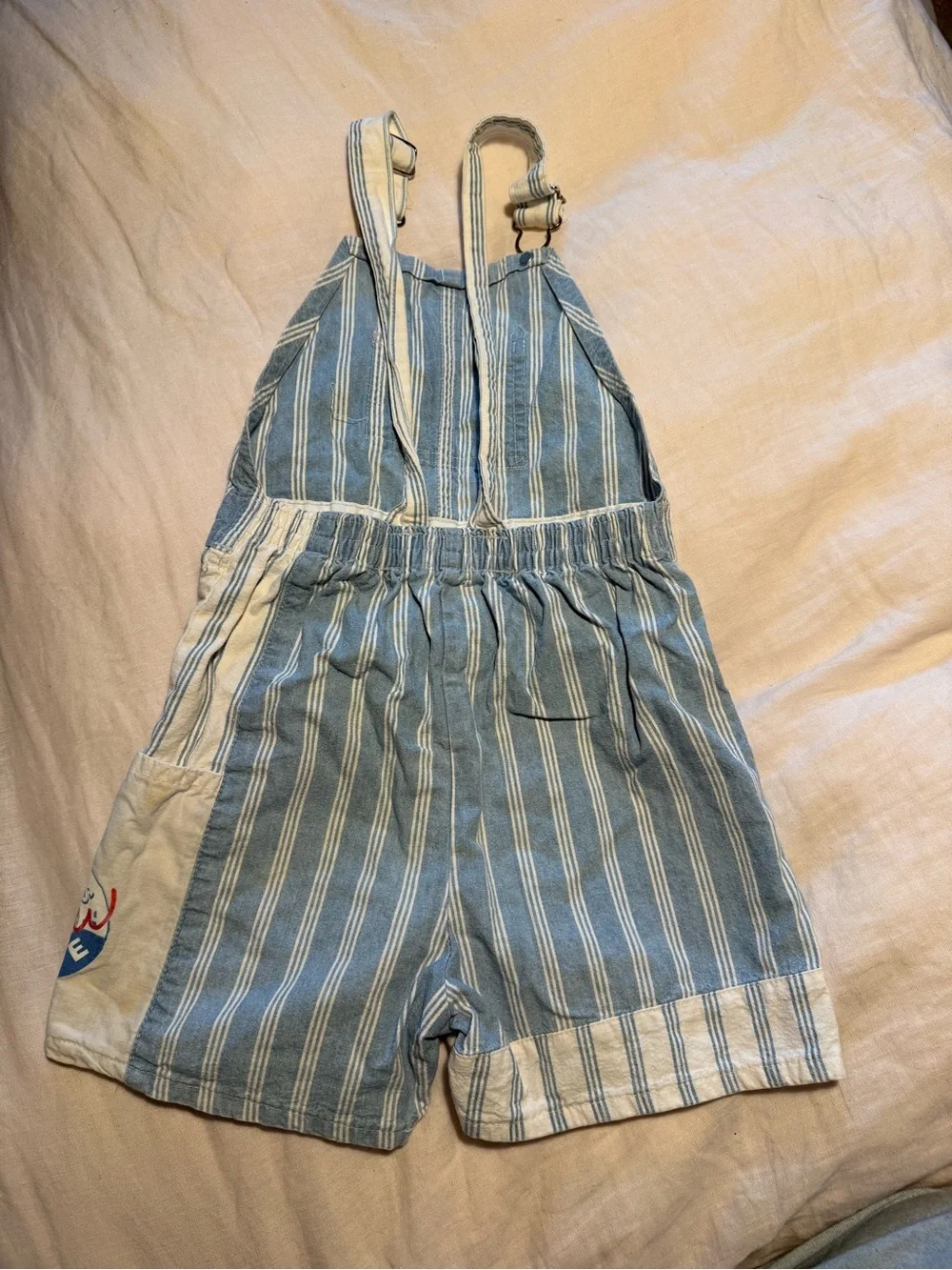 vintage oshkosh b’gosh overalls low back pinstripes blue white coastline crew 2t